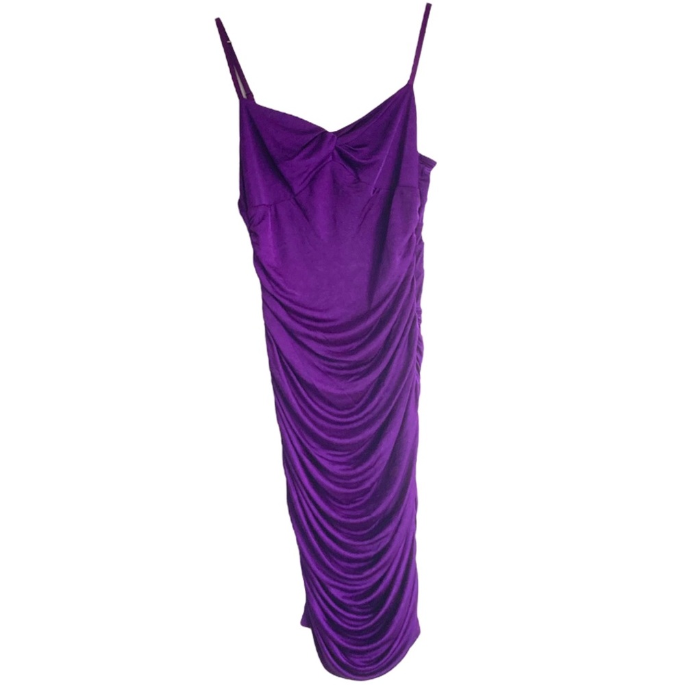 2for$63 Marciano purple rushed night cocktail dress size small  stretchy
